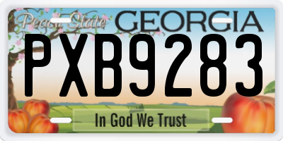 GA license plate PXB9283