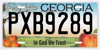 GA license plate PXB9289