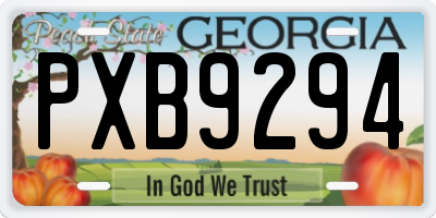 GA license plate PXB9294