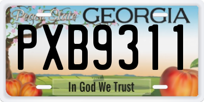 GA license plate PXB9311