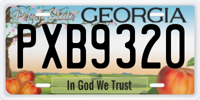 GA license plate PXB9320