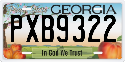 GA license plate PXB9322