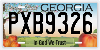 GA license plate PXB9326