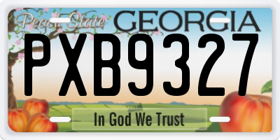 GA license plate PXB9327