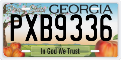 GA license plate PXB9336