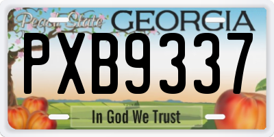GA license plate PXB9337