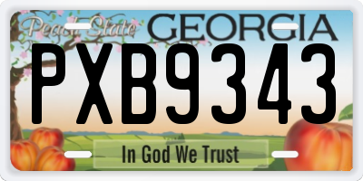 GA license plate PXB9343