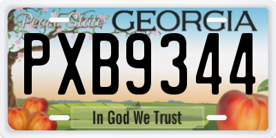 GA license plate PXB9344