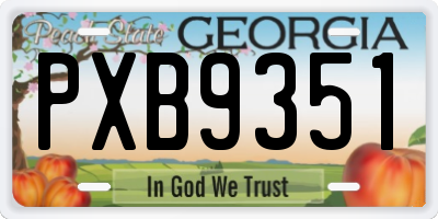 GA license plate PXB9351