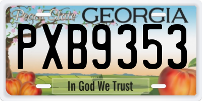 GA license plate PXB9353