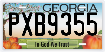 GA license plate PXB9355