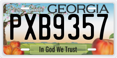GA license plate PXB9357
