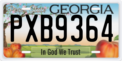 GA license plate PXB9364