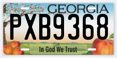 GA license plate PXB9368