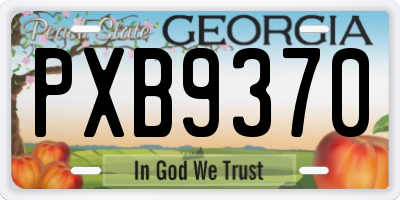 GA license plate PXB9370