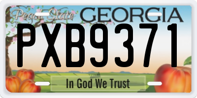 GA license plate PXB9371