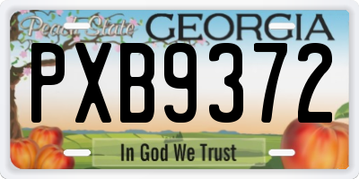 GA license plate PXB9372