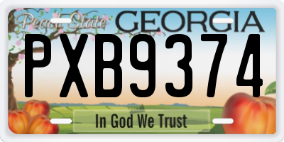 GA license plate PXB9374