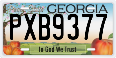 GA license plate PXB9377