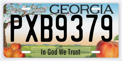 GA license plate PXB9379