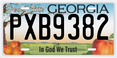 GA license plate PXB9382