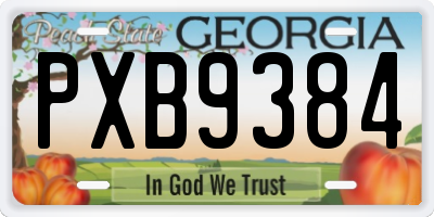 GA license plate PXB9384