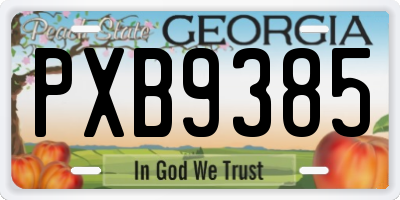 GA license plate PXB9385