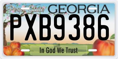GA license plate PXB9386
