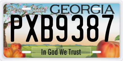 GA license plate PXB9387