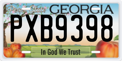 GA license plate PXB9398