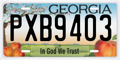 GA license plate PXB9403