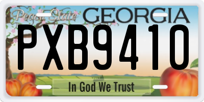 GA license plate PXB9410