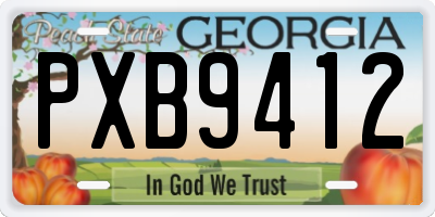 GA license plate PXB9412