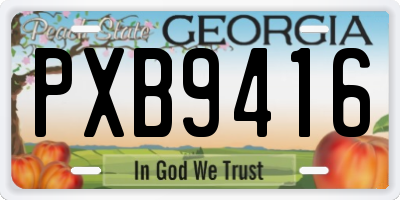 GA license plate PXB9416
