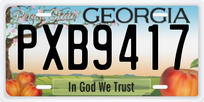 GA license plate PXB9417