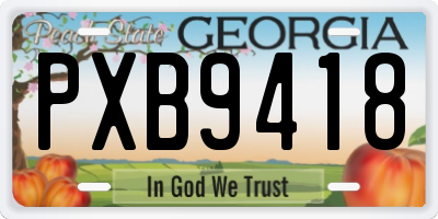 GA license plate PXB9418