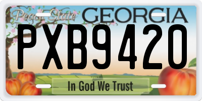 GA license plate PXB9420