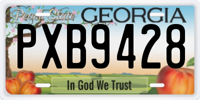 GA license plate PXB9428