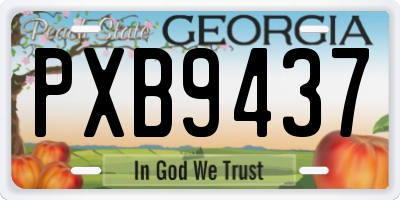 GA license plate PXB9437
