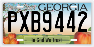 GA license plate PXB9442