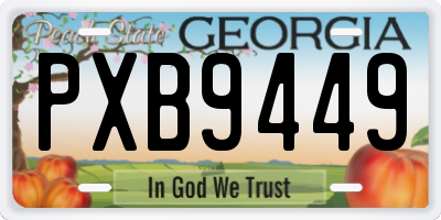 GA license plate PXB9449