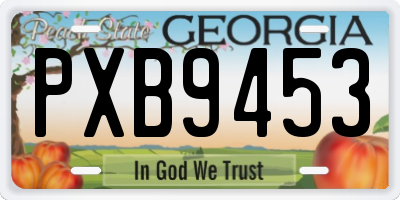 GA license plate PXB9453