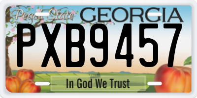 GA license plate PXB9457