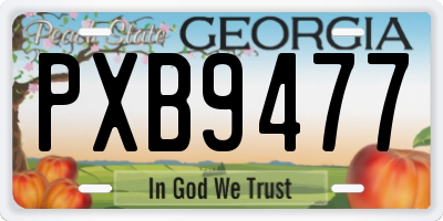 GA license plate PXB9477