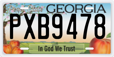 GA license plate PXB9478