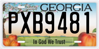 GA license plate PXB9481