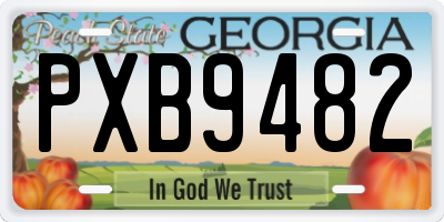 GA license plate PXB9482