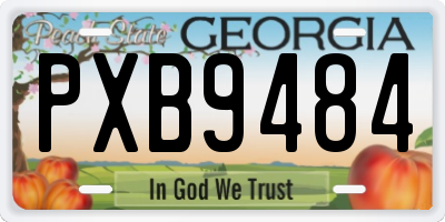 GA license plate PXB9484