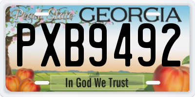 GA license plate PXB9492