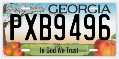GA license plate PXB9496